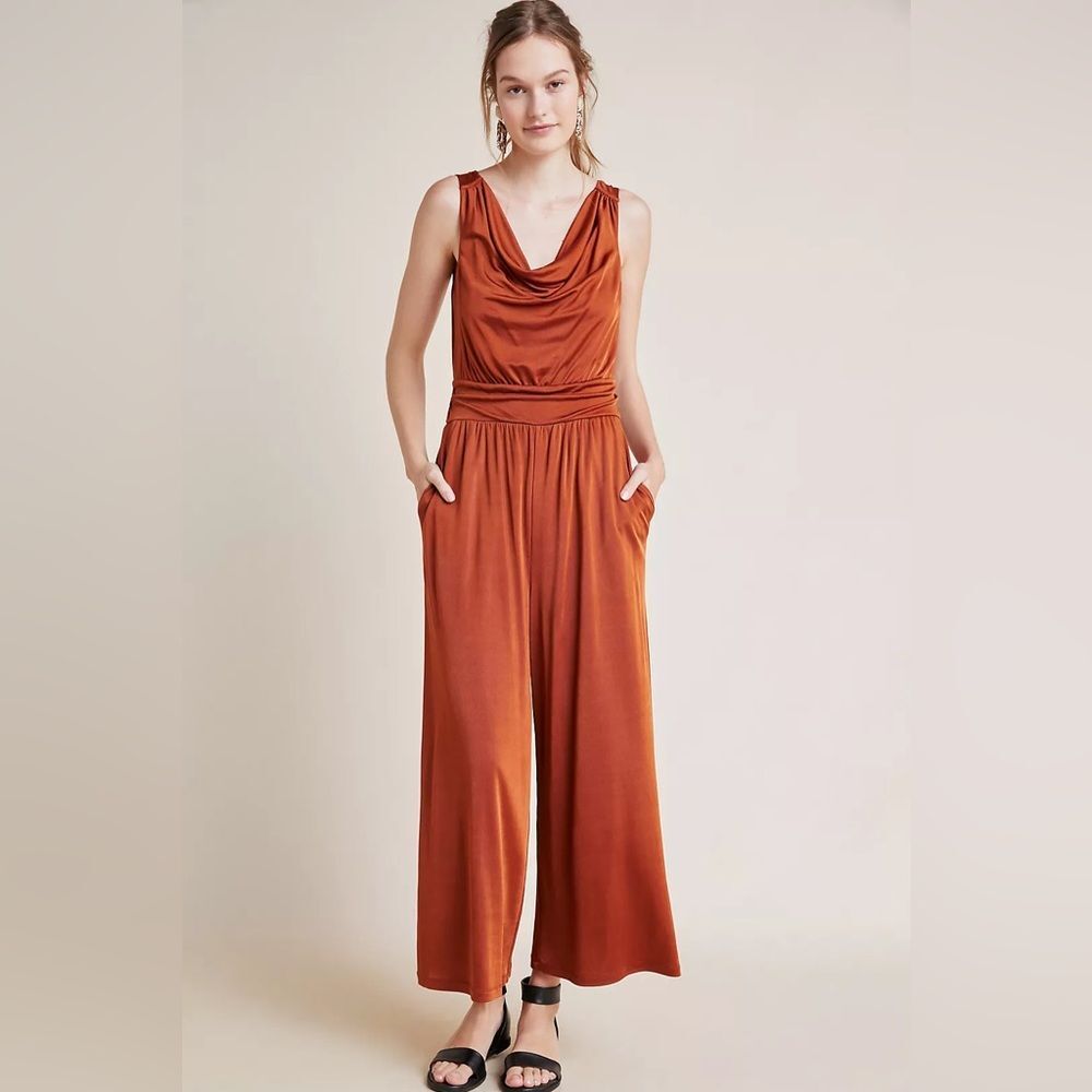 Maeve Anthropologie Rust Sleeveless “Enchantment” Jumpsuit